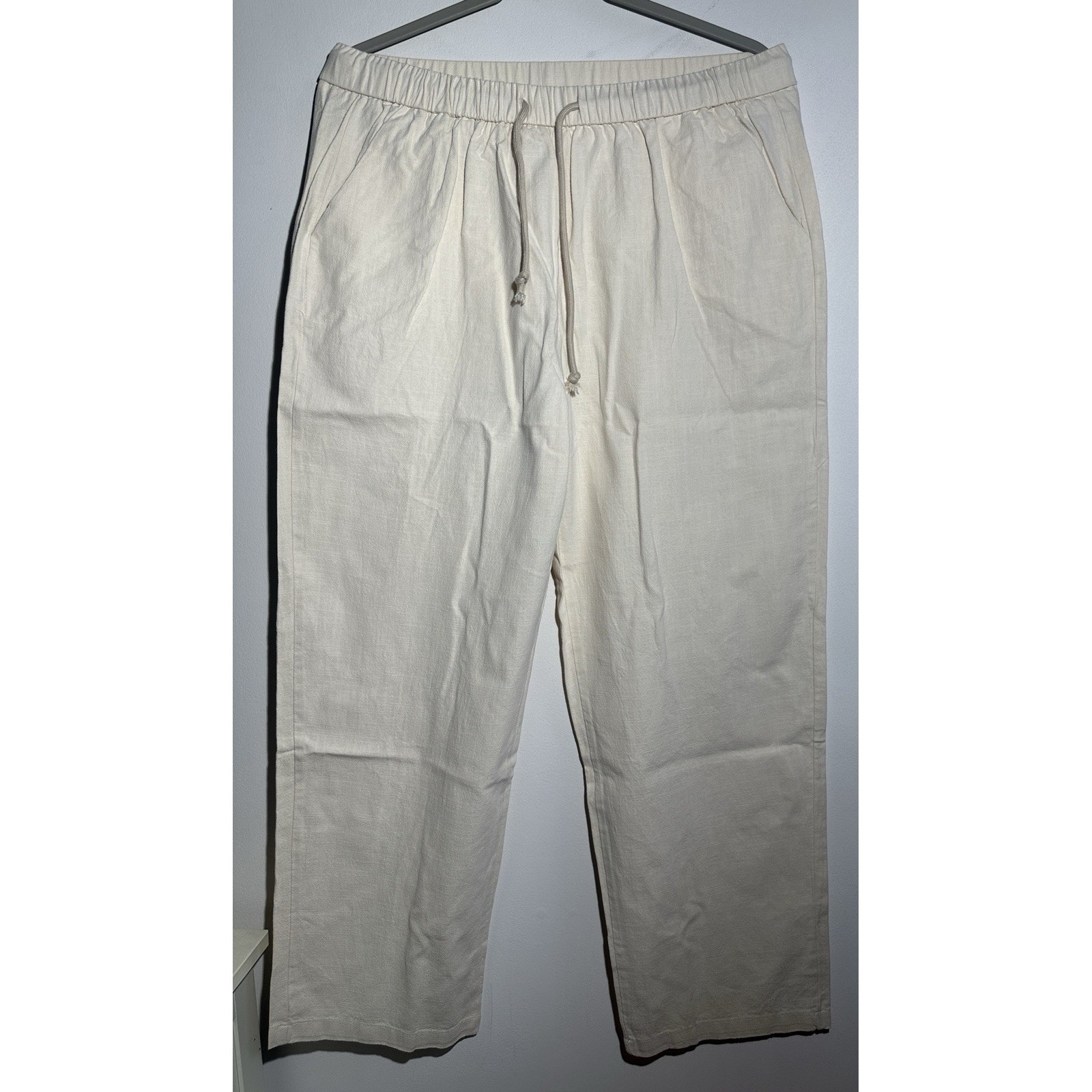Aumora Wide Leg Linen 100% Cotton Pull On Pant W. Elastic Waist Women's Xl Nwt